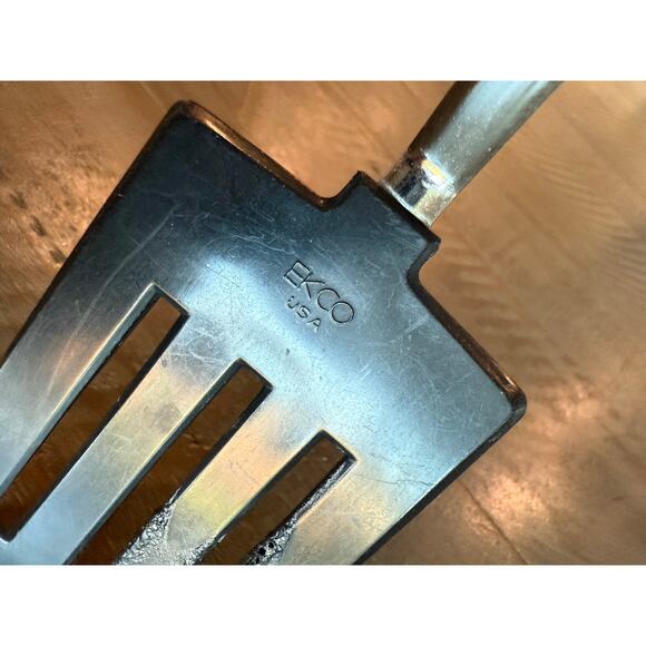 Vintage Ekco USA Slotted Spatula Turner Black Handle Stainless Steel 12" - Picture 4 of 7